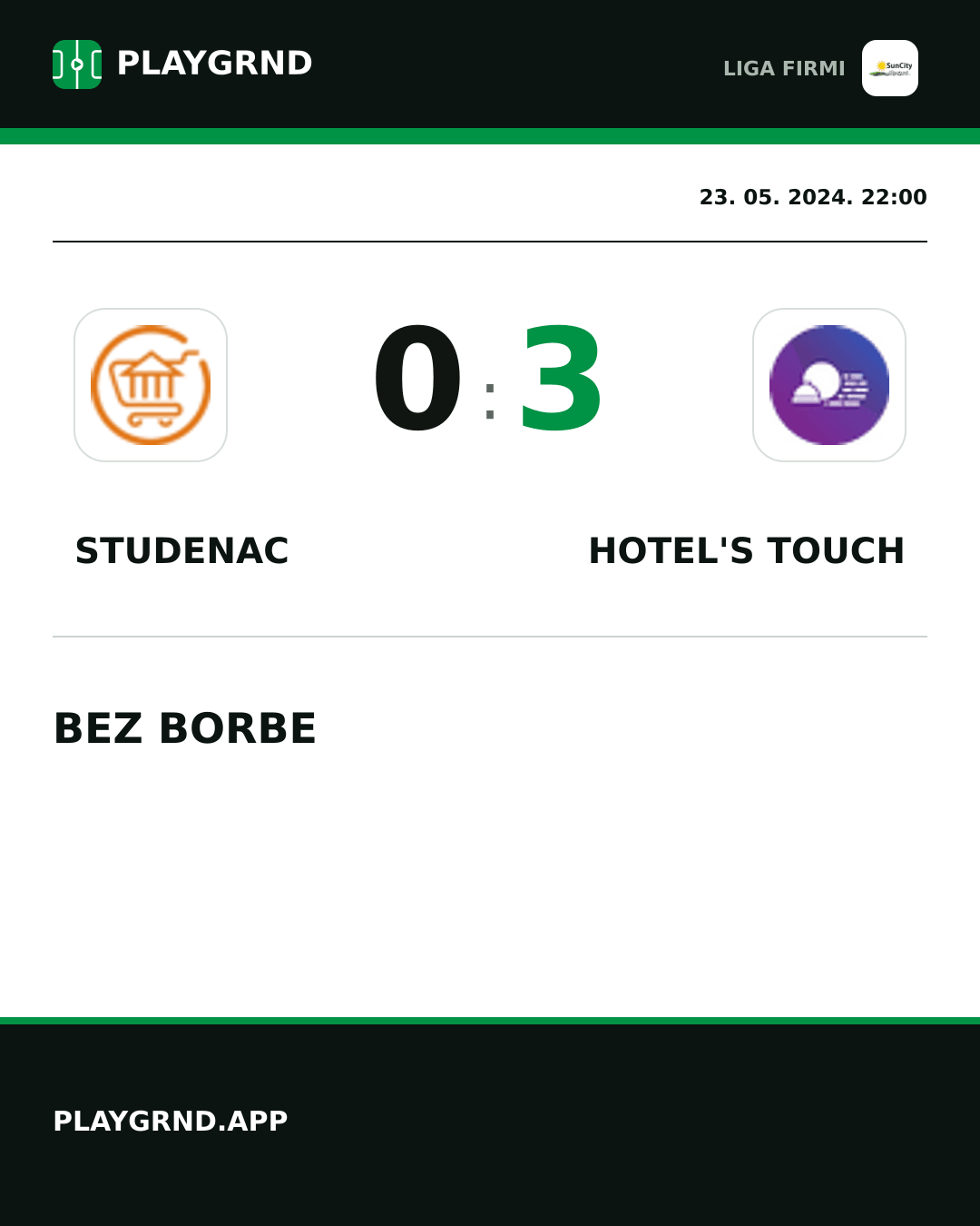 Instagram slika: Studenac 0:3 Hotel's Touch