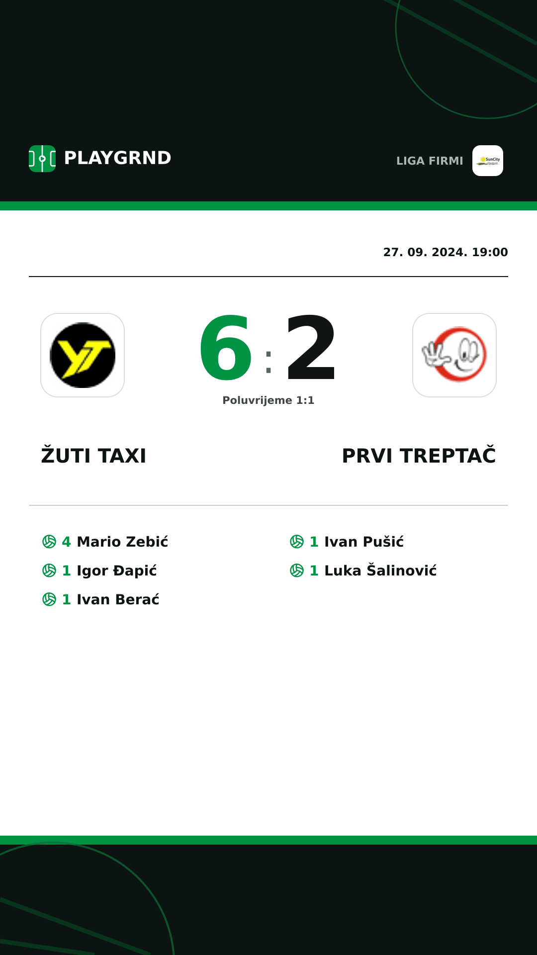Instagram slika: Žuti Taxi 6:2 Prvi Treptač