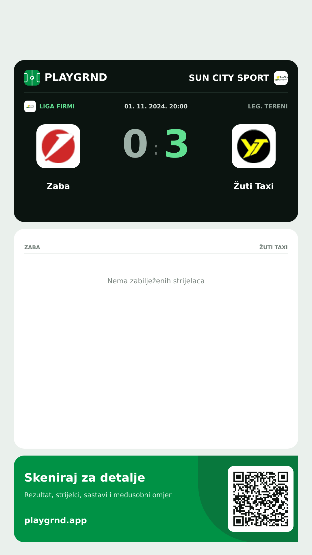 Story slika: Zaba 0:3 Žuti Taxi