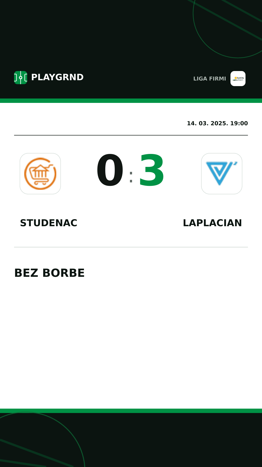 Instagram slika: Studenac 0:3 Laplacian