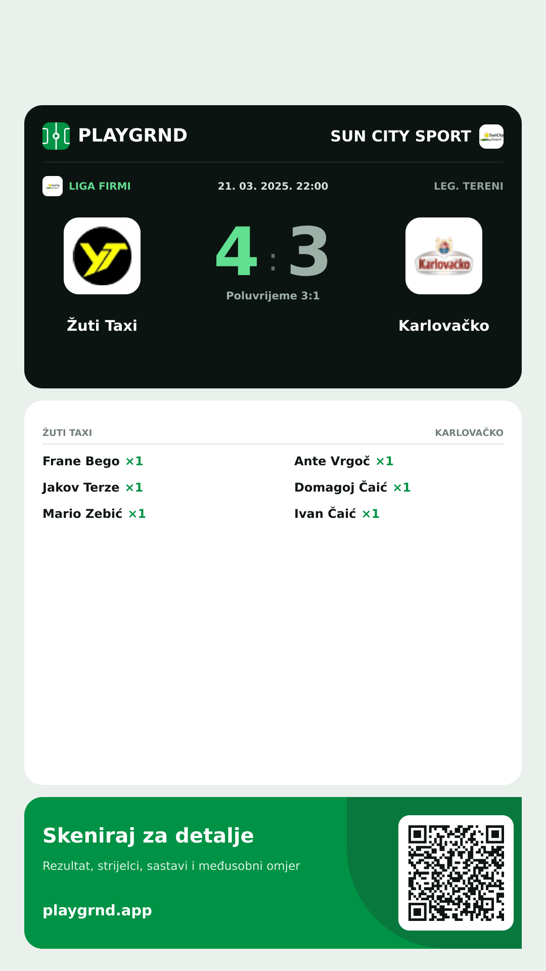Story slika: Žuti Taxi 4:3 Karlovačko