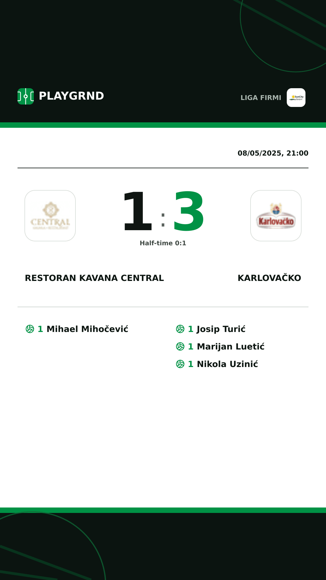 Instagram artwork: Restoran Kavana Central 1:3 Karlovačko