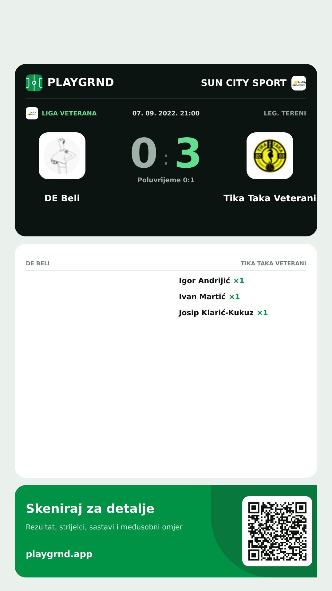 Story slika: DE Beli 0:3 Tika Taka Veterani