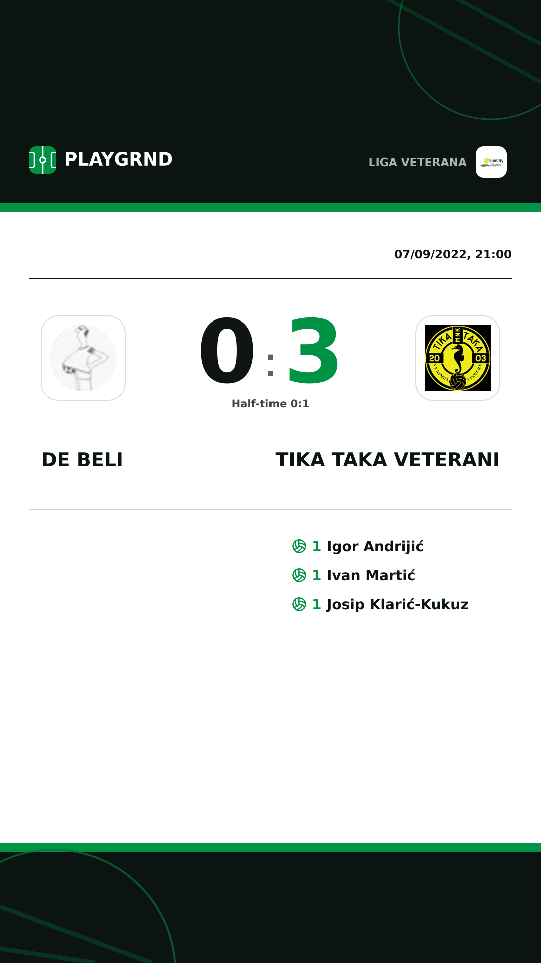 Instagram artwork: DE Beli 0:3 Tika Taka Veterani