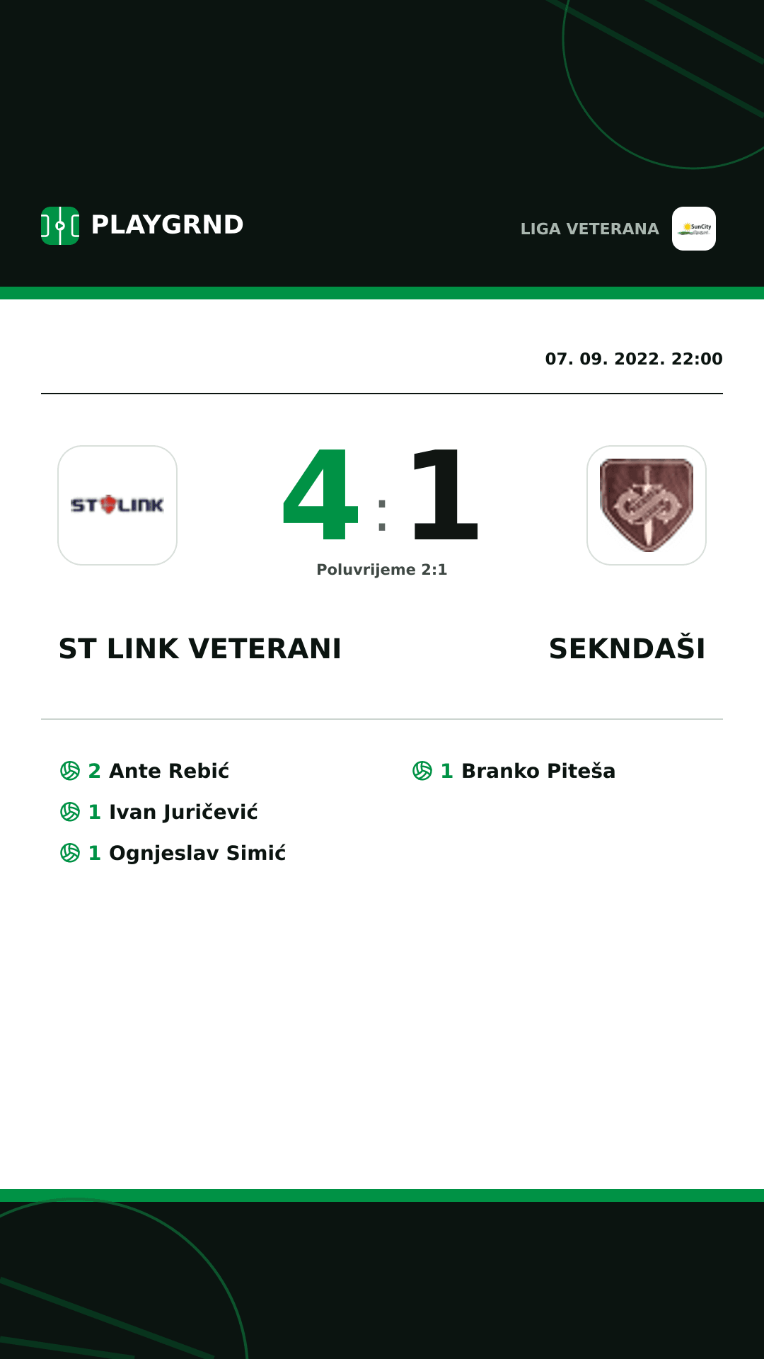 Instagram slika: ST Link Veterani 4:1 Sekndaši