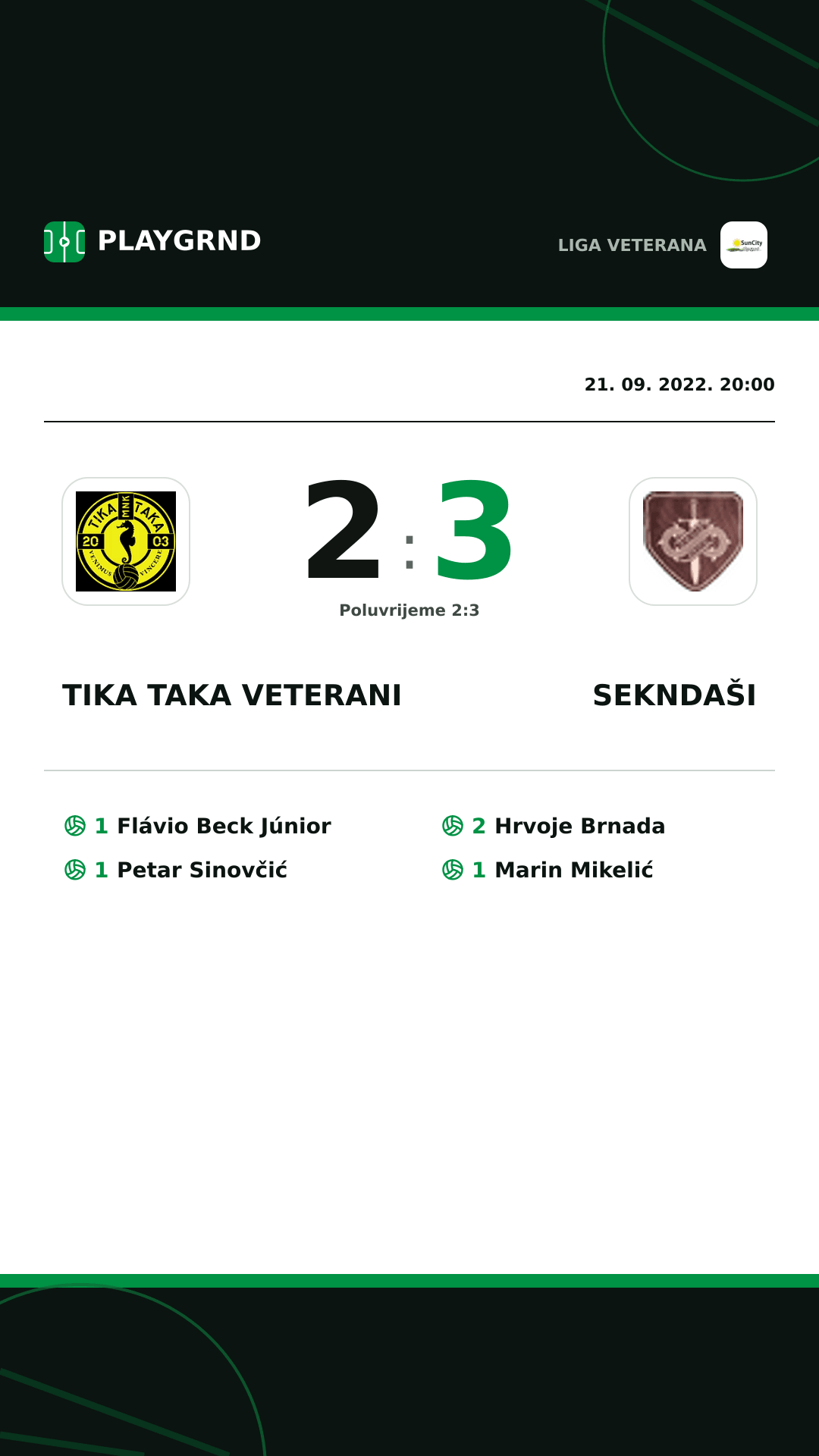 Instagram slika: Tika Taka Veterani 2:3 Sekndaši
