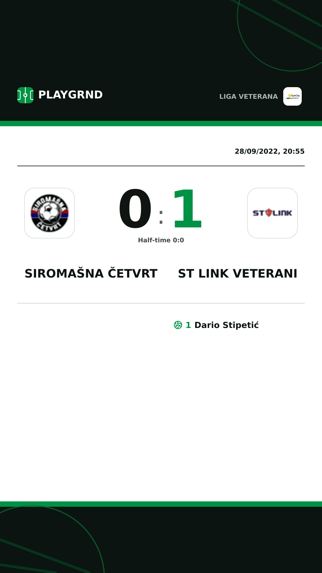 Instagram artwork: Siromašna Četvrt 0:1 ST Link Veterani