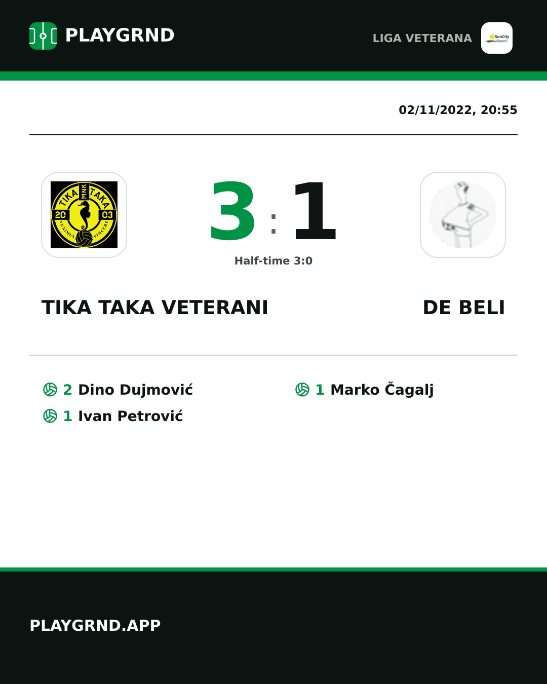 Instagram artwork: Tika Taka Veterani 3:1 DE Beli