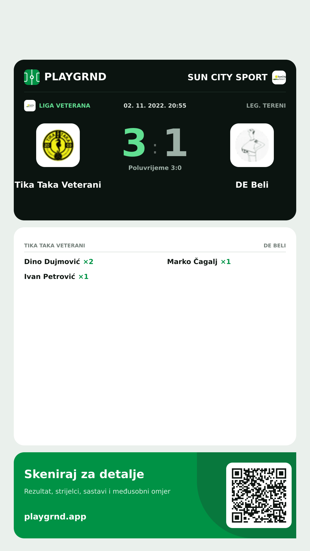 Story image: Tika Taka Veterani 3:1 DE Beli