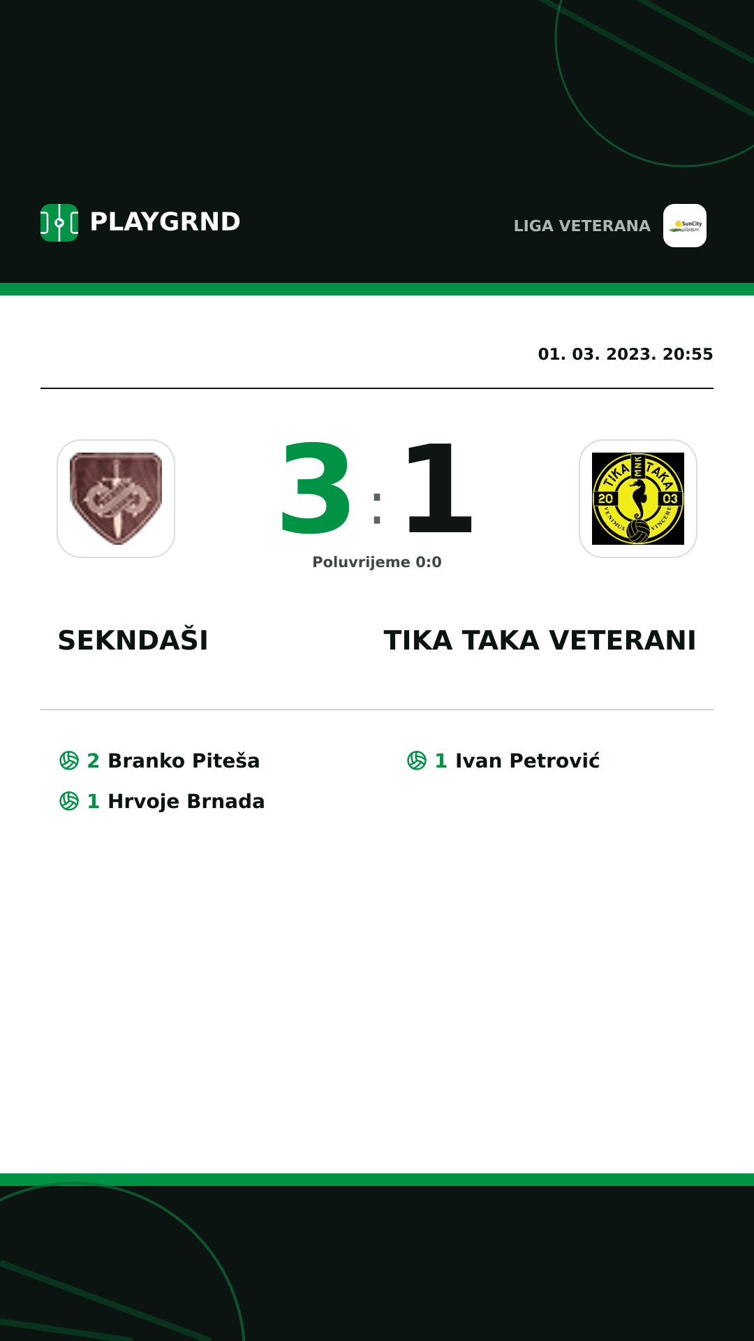 Instagram slika: Sekndaši 3:1 Tika Taka Veterani
