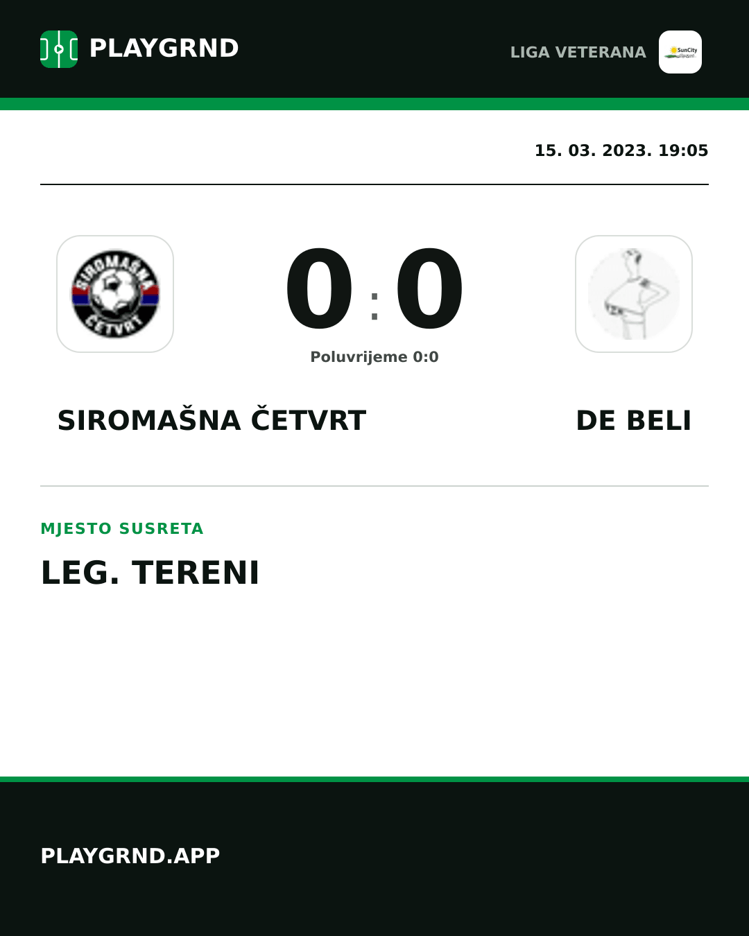 Instagram slika: Siromašna Četvrt 0:0 DE Beli