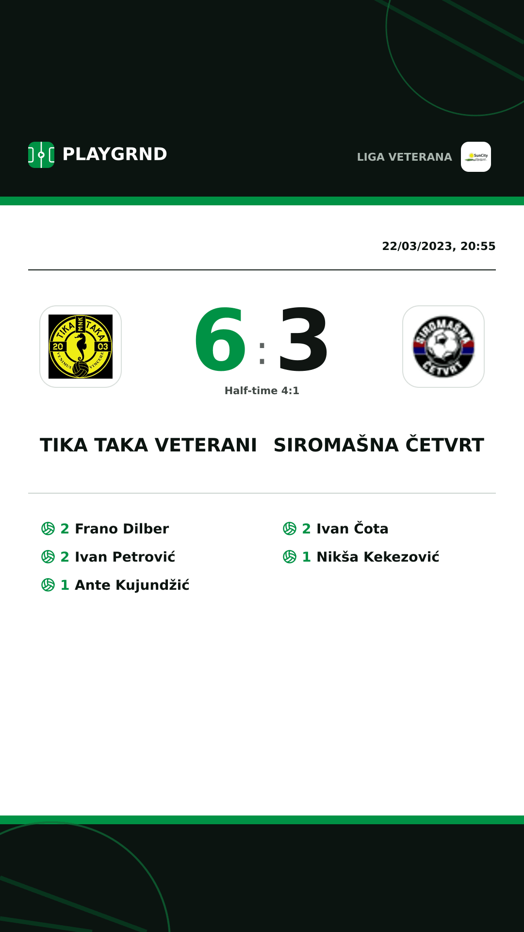 Instagram artwork: Tika Taka Veterani 6:3 Siromašna Četvrt