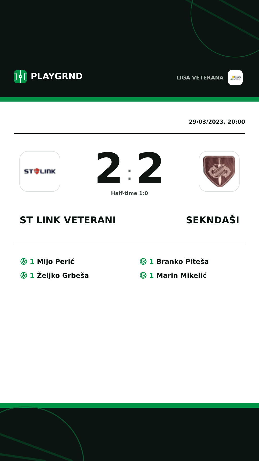 Instagram artwork: ST Link Veterani 2:2 Sekndaši