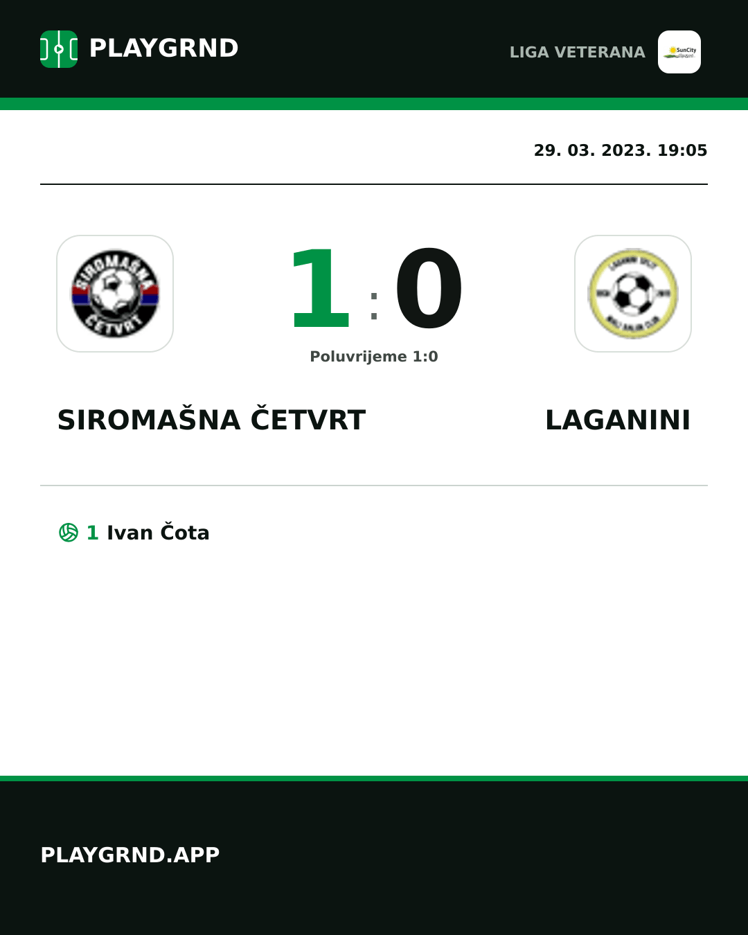 Instagram slika: Siromašna Četvrt 1:0 Laganini