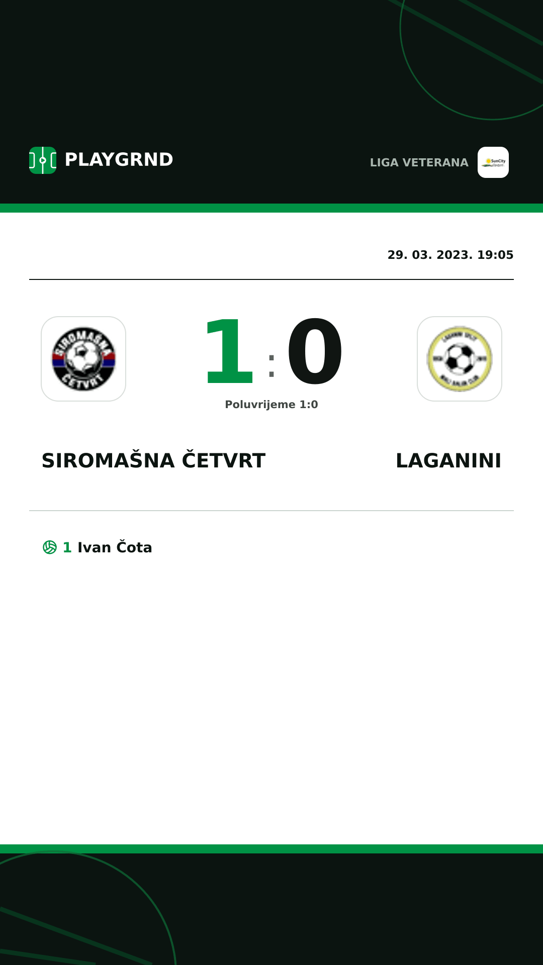 Instagram slika: Siromašna Četvrt 1:0 Laganini