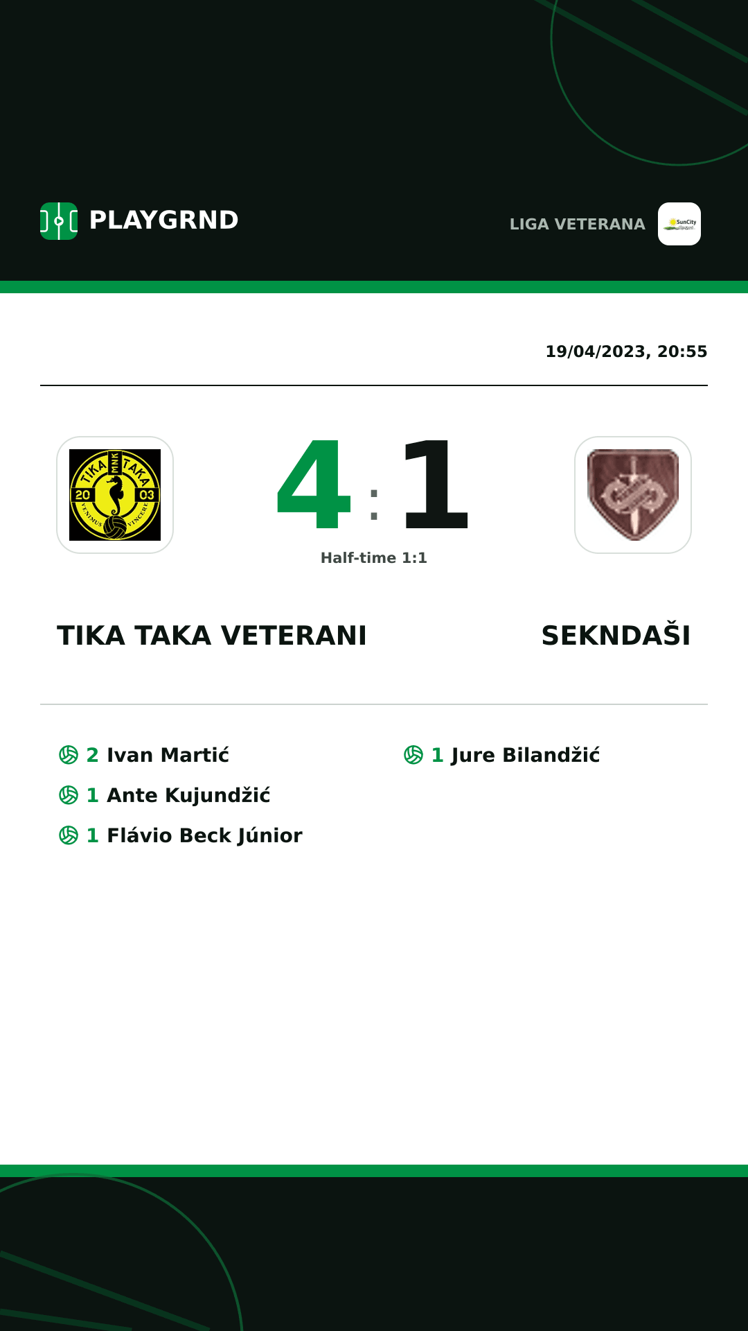 Instagram artwork: Tika Taka Veterani 4:1 Sekndaši