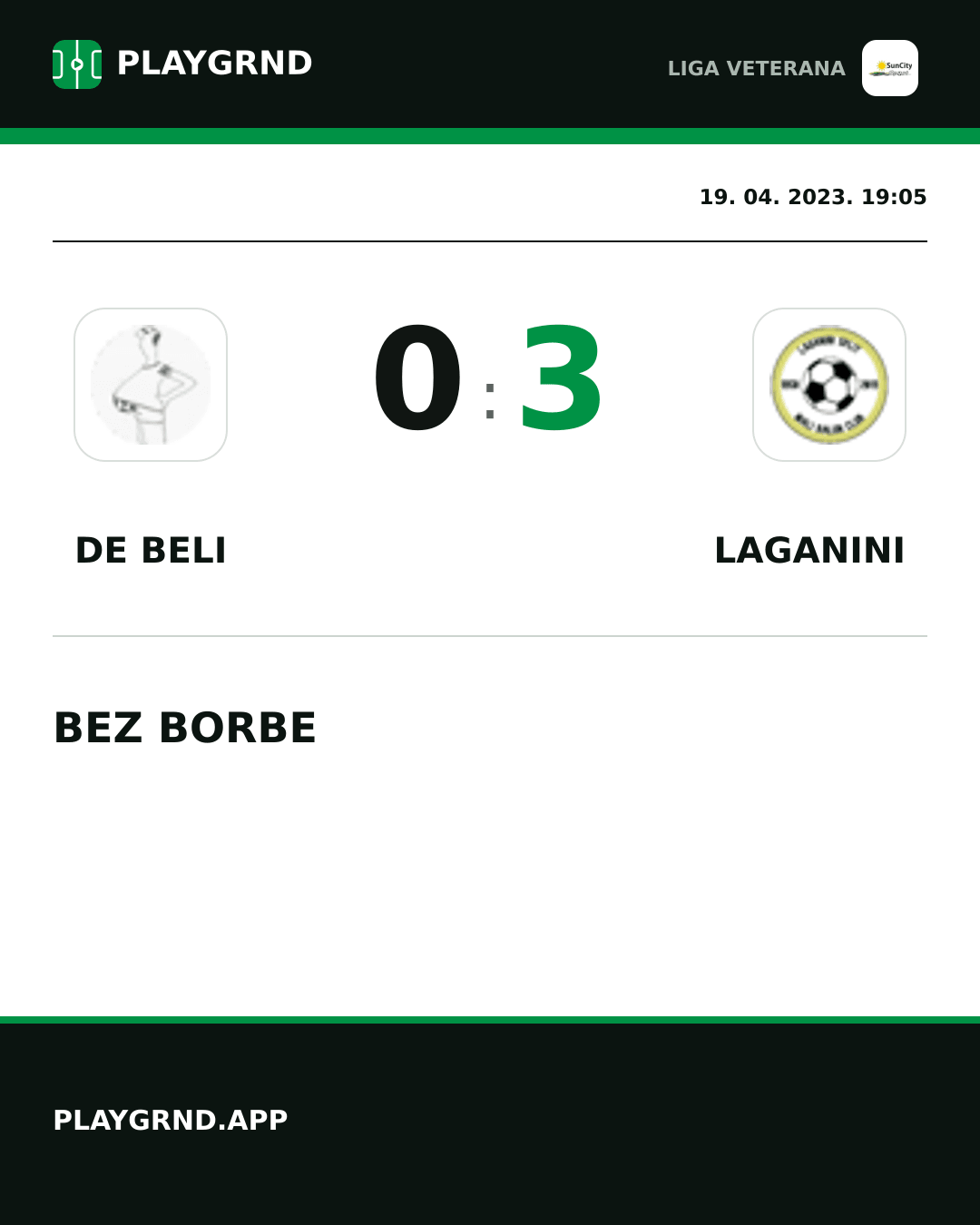 Instagram slika: DE Beli 0:3 Laganini