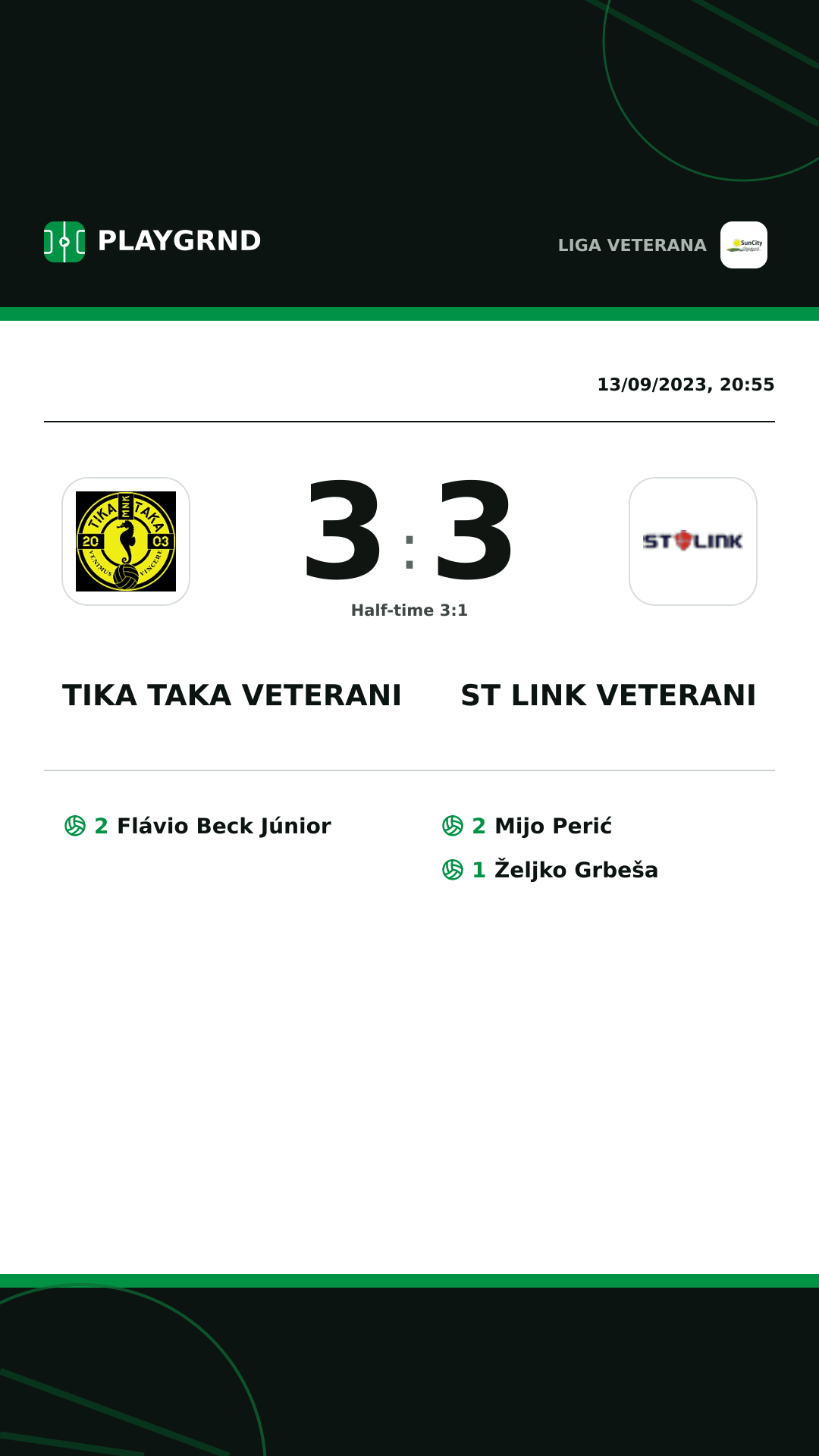 Instagram artwork: Tika Taka Veterani 3:3 ST Link Veterani