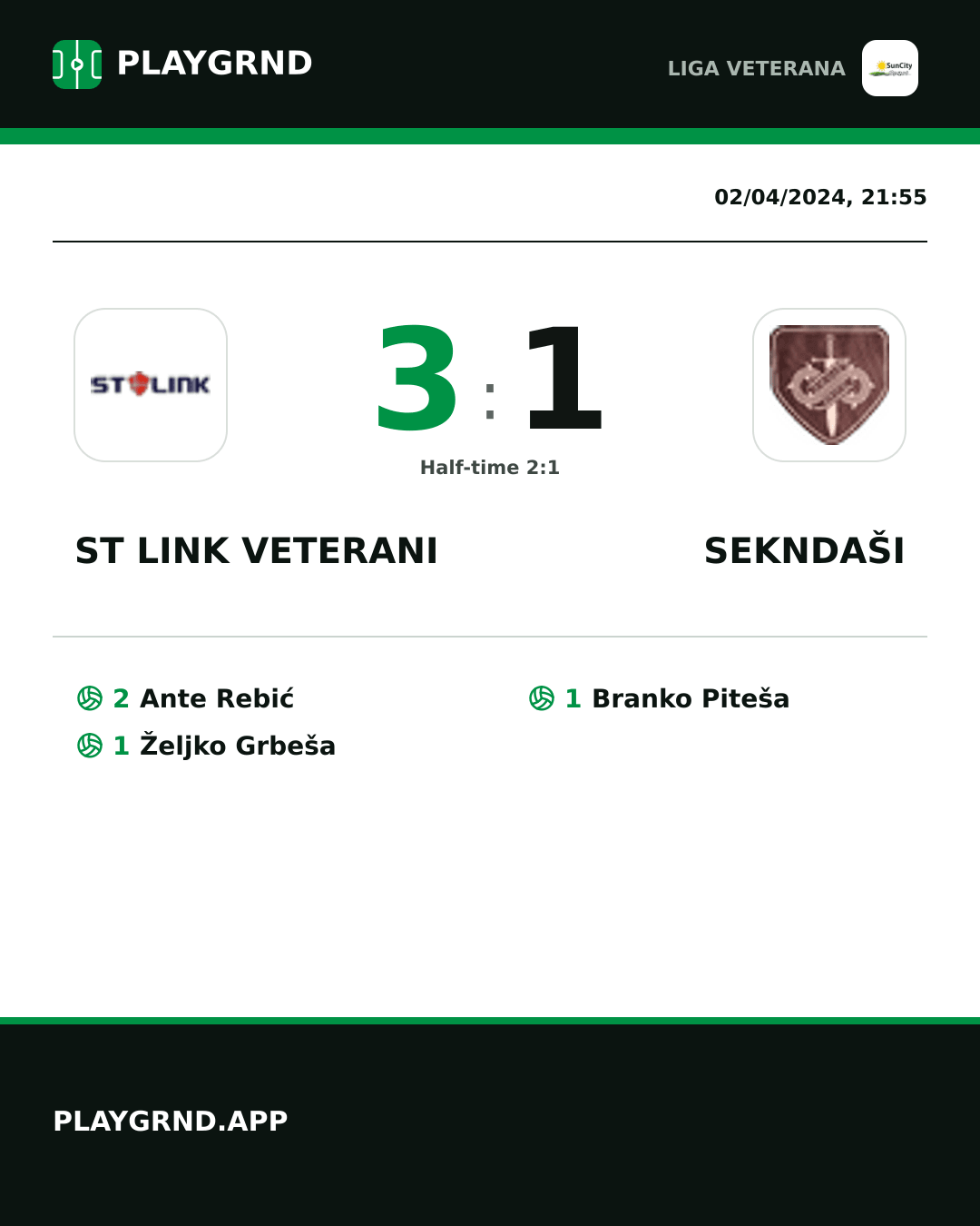 Instagram artwork: ST Link Veterani 3:1 Sekndaši