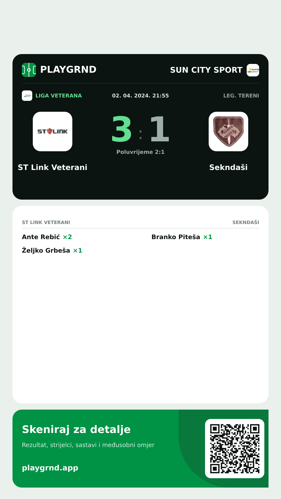 Story image: ST Link Veterani 3:1 Sekndaši
