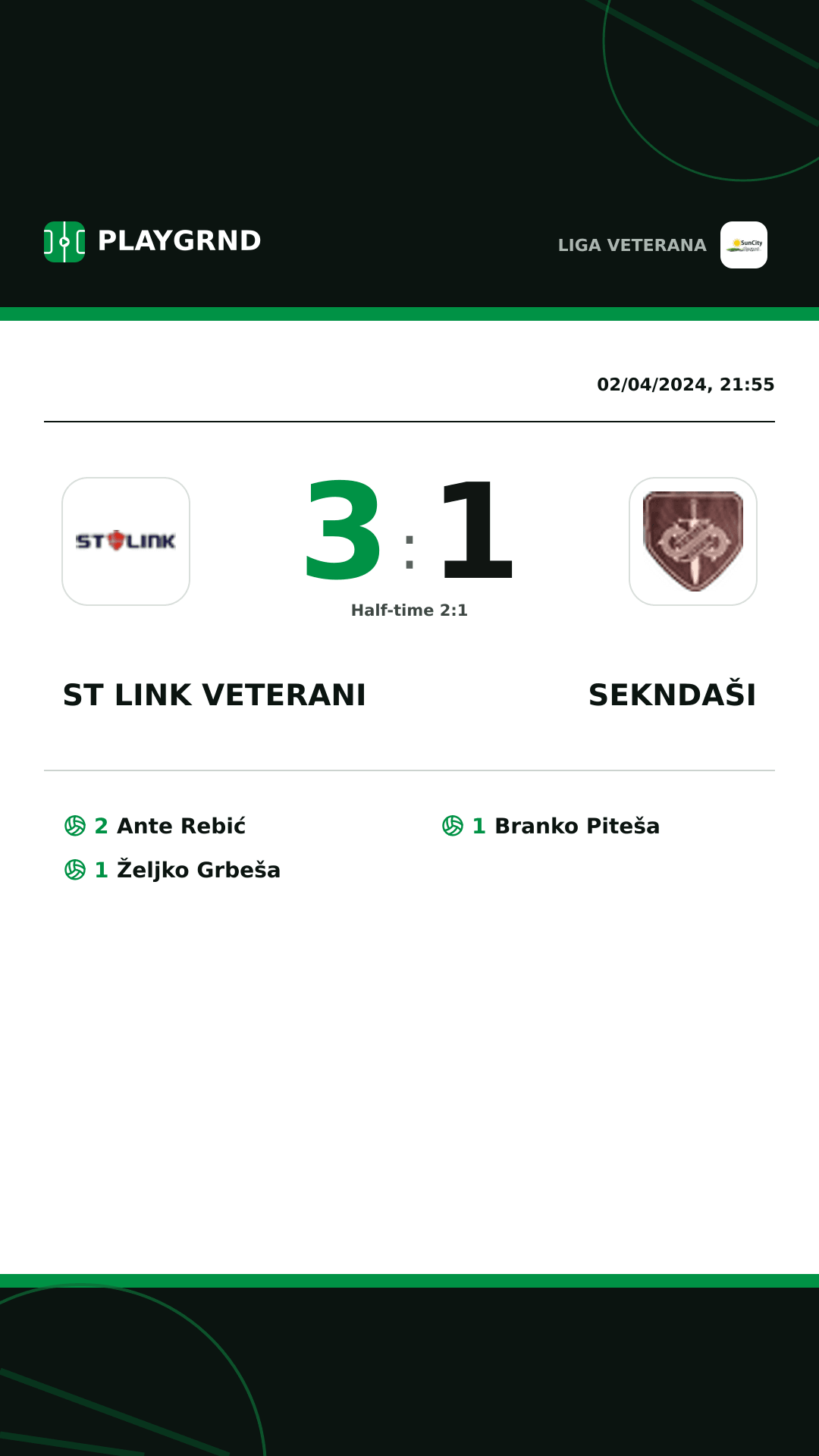 Instagram artwork: ST Link Veterani 3:1 Sekndaši