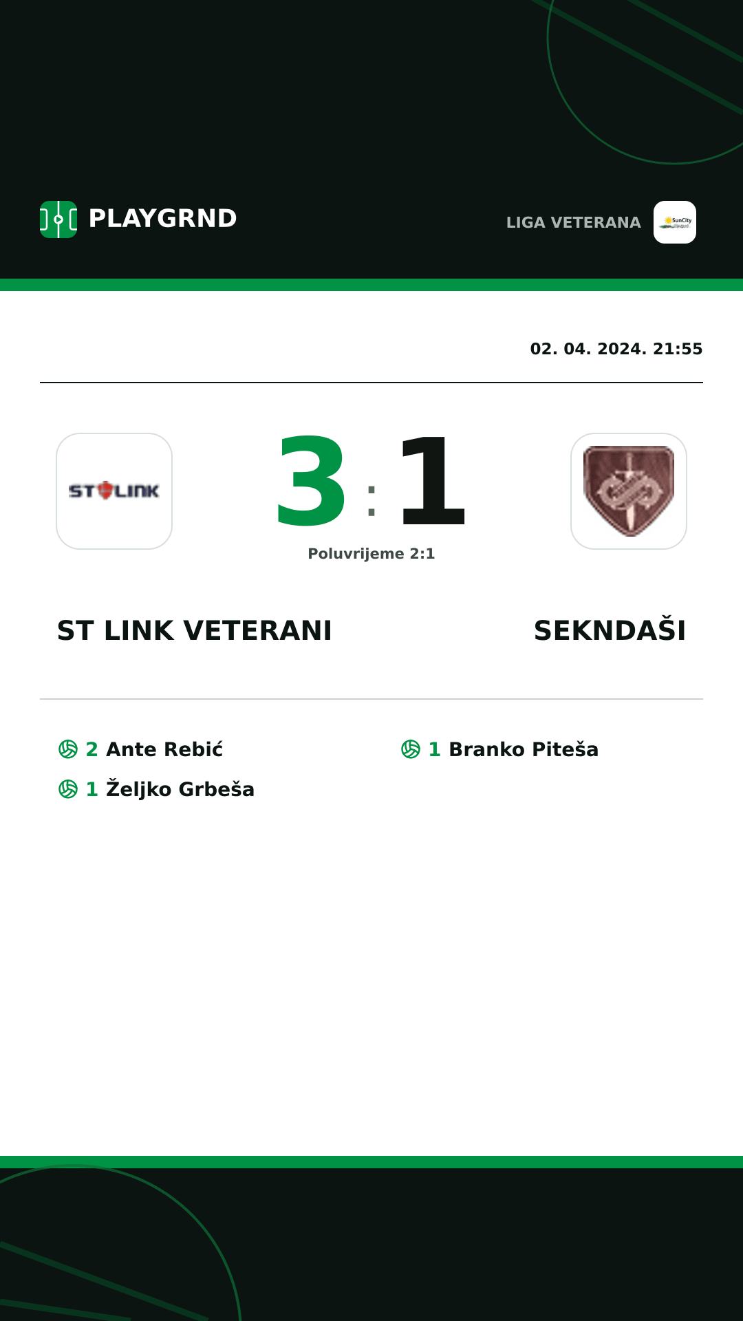 Instagram slika: ST Link Veterani 3:1 Sekndaši