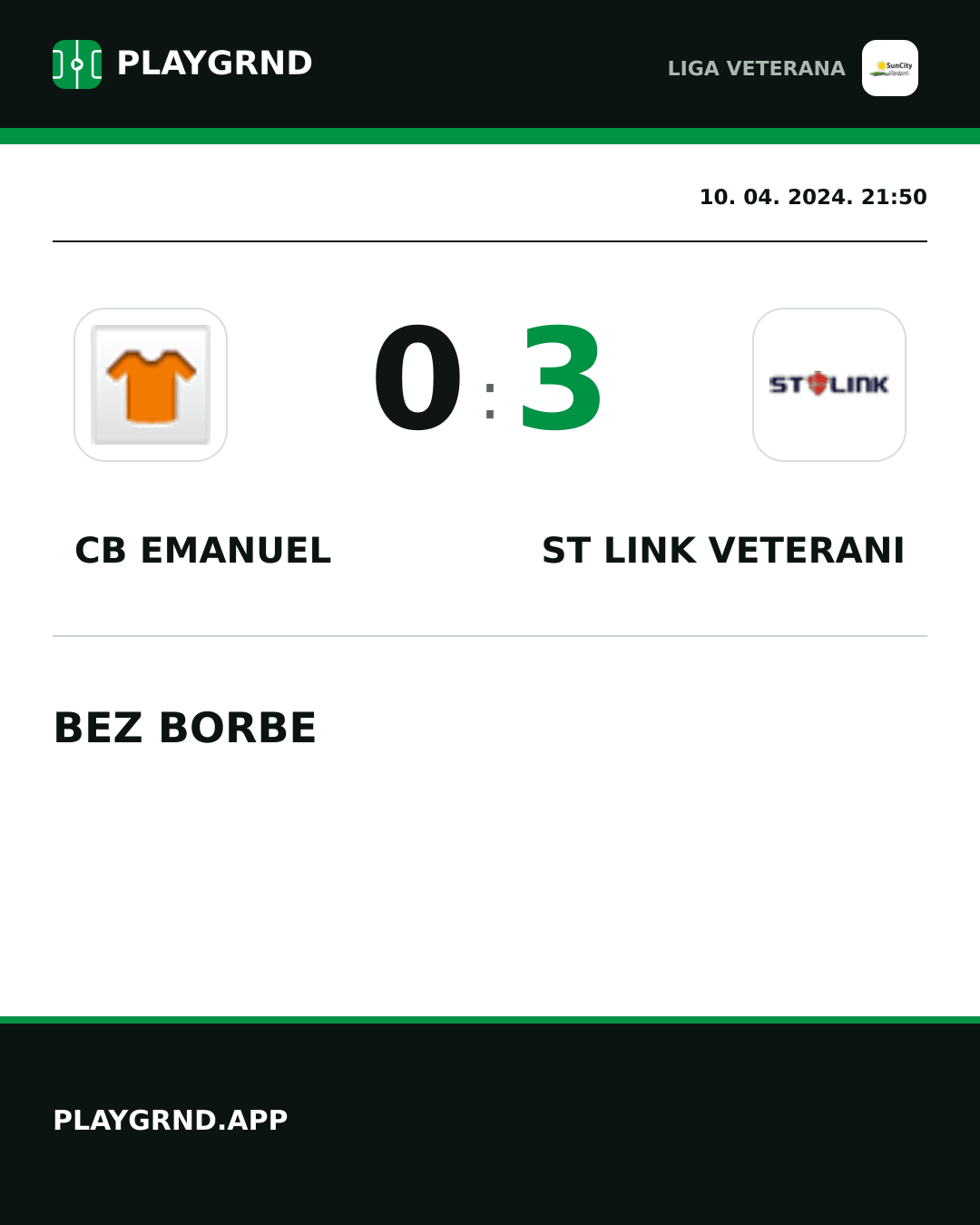 Instagram slika: CB Emanuel 0:3 ST Link Veterani