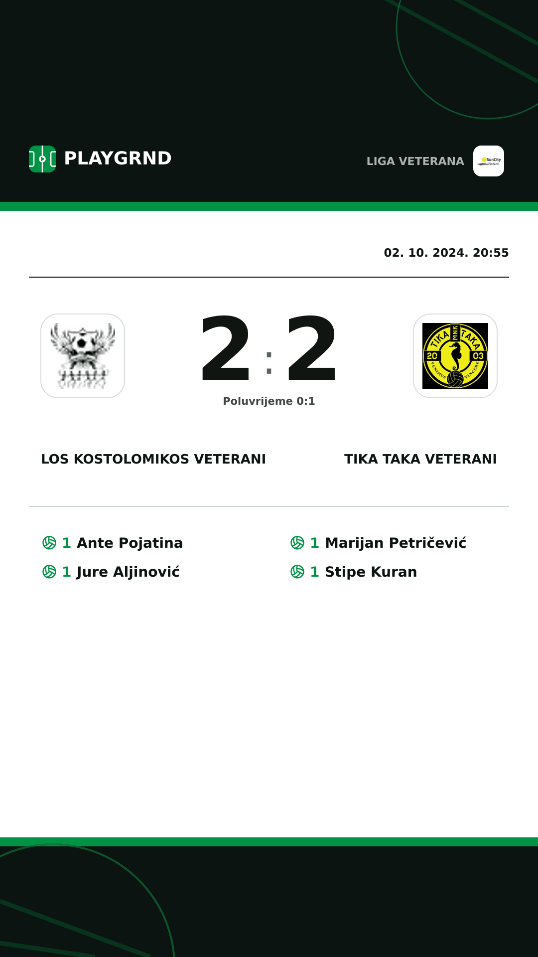 Instagram slika: Los Kostolomikos Veterani 2:2 Tika Taka Veterani
