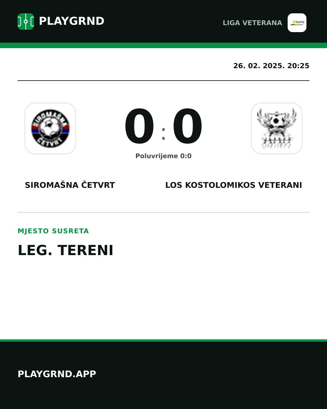 Instagram slika: Siromašna Četvrt 0:0 Los Kostolomikos Veterani
