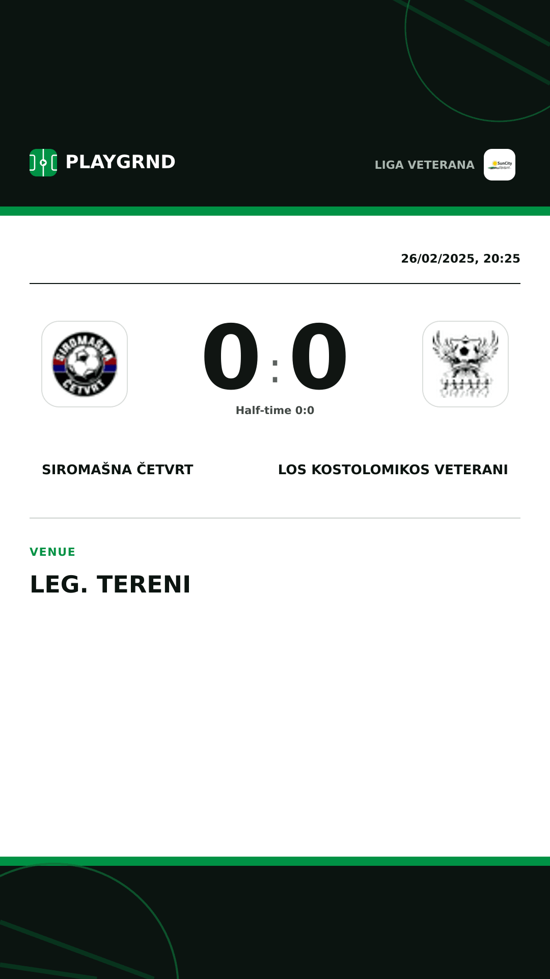 Instagram artwork: Siromašna Četvrt 0:0 Los Kostolomikos Veterani