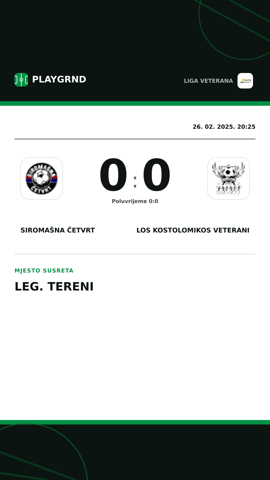 Instagram slika: Siromašna Četvrt 0:0 Los Kostolomikos Veterani