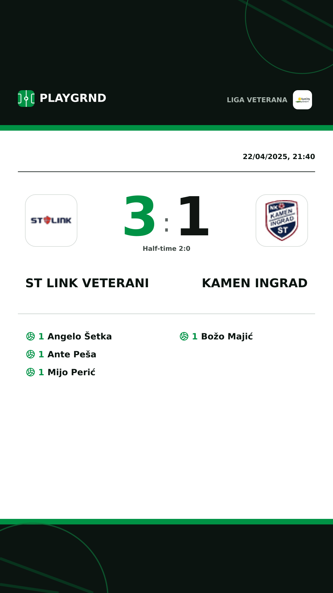 Instagram artwork: ST Link Veterani 3:1 Kamen Ingrad
