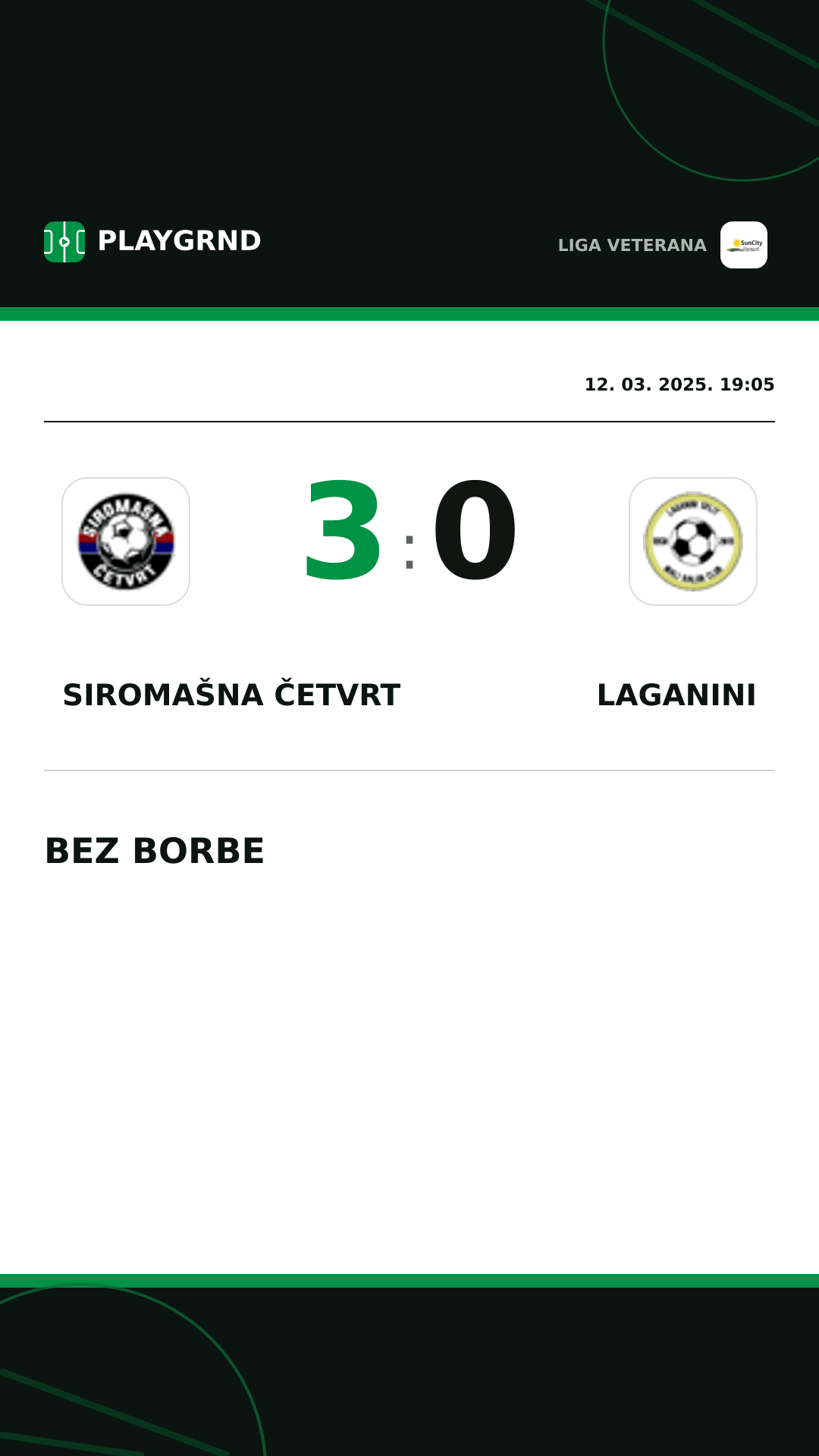 Instagram slika: Siromašna Četvrt 3:0 Laganini