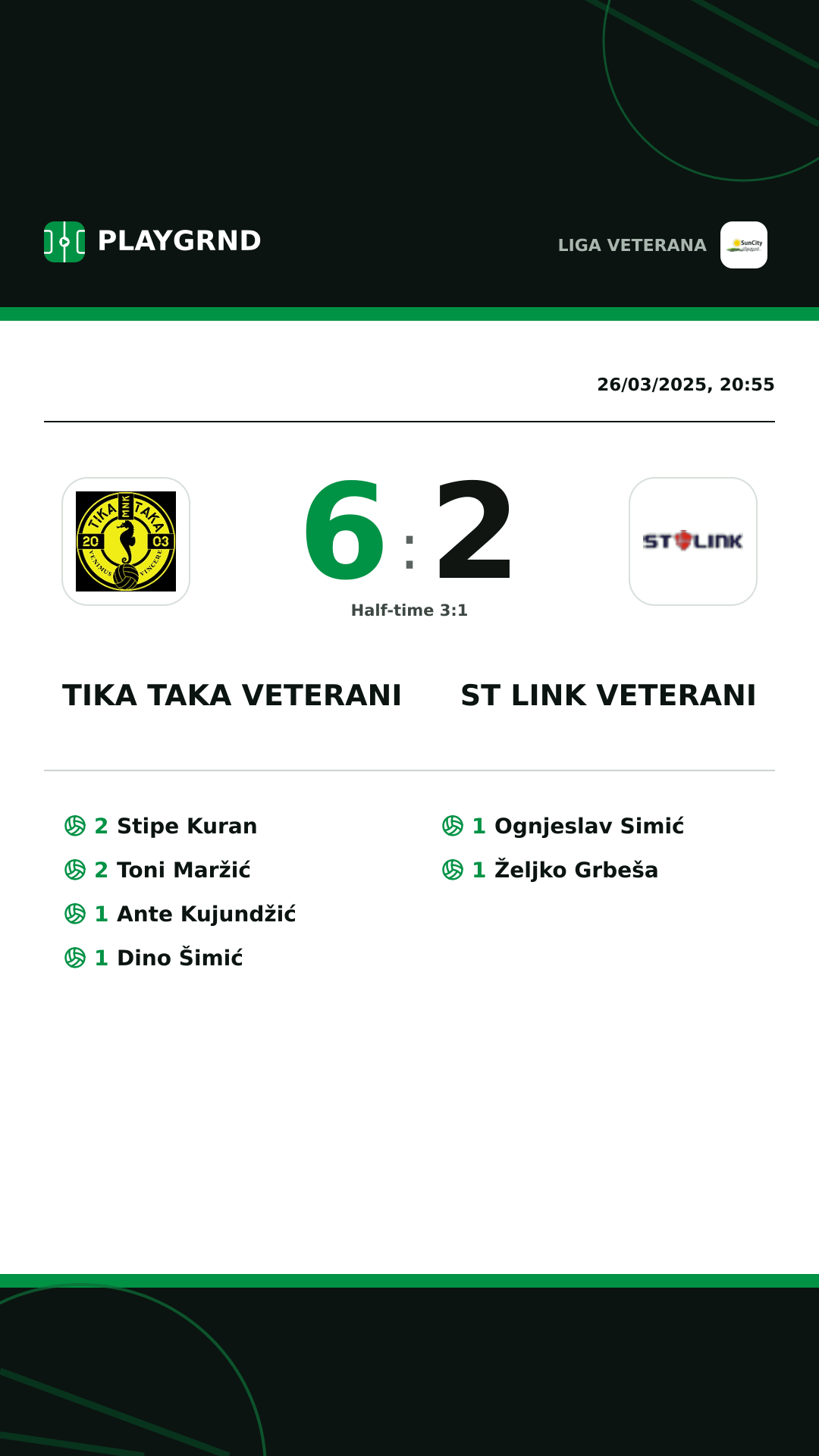 Instagram artwork: Tika Taka Veterani 6:2 ST Link Veterani