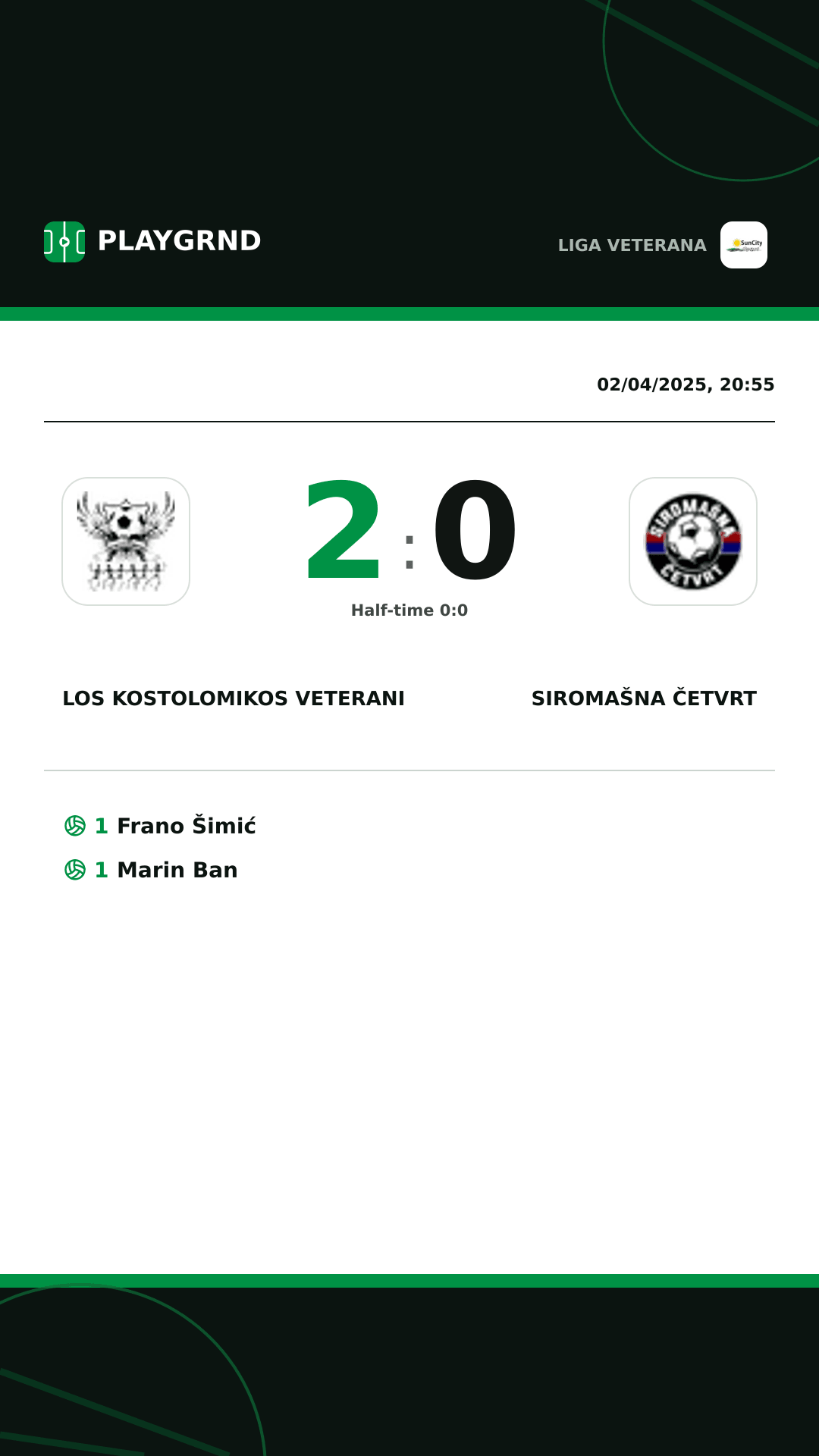 Instagram artwork: Los Kostolomikos Veterani 2:0 Siromašna Četvrt