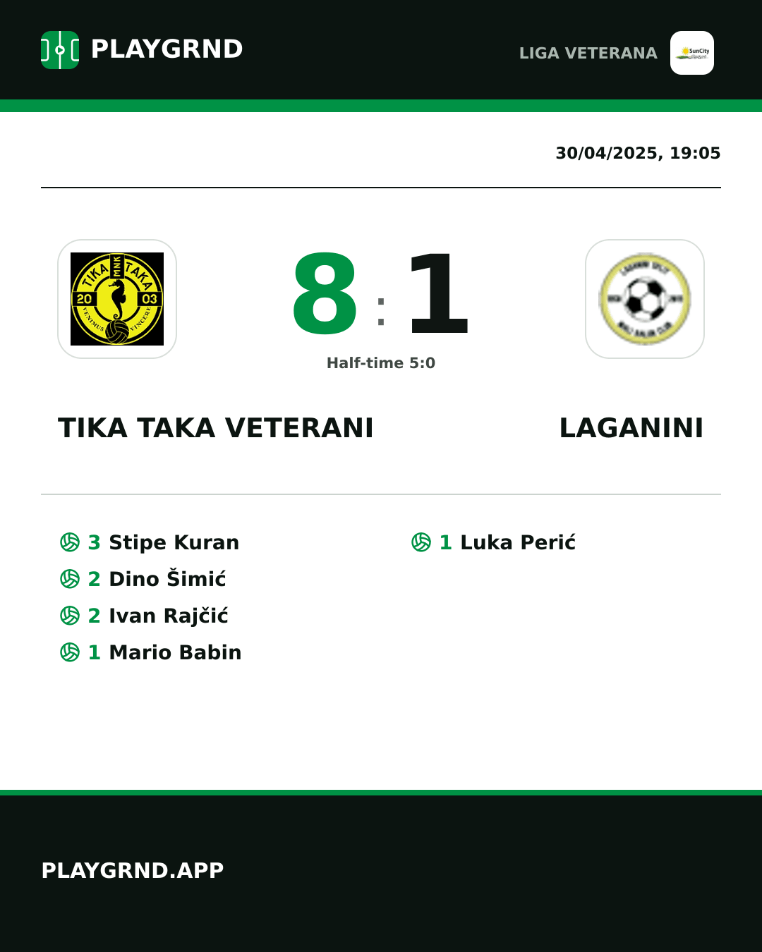 Instagram artwork: Tika Taka Veterani 8:1 Laganini