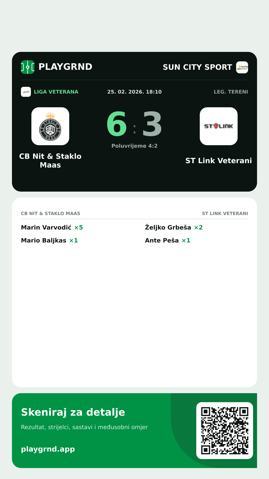 Story image: CB Nit & Staklo Maas 6:3 ST Link Veterani