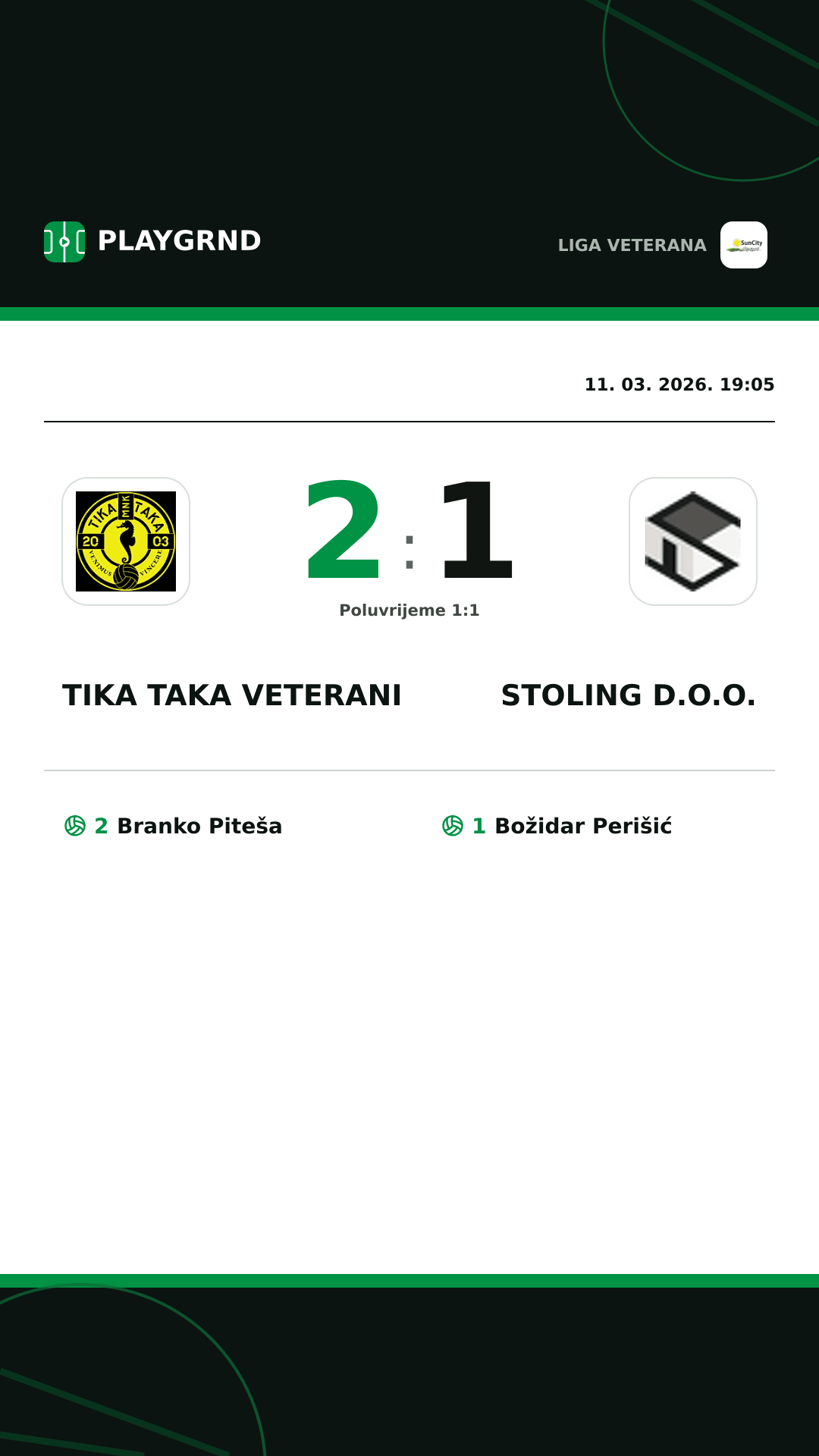 Instagram slika: Tika Taka Veterani 2:1 Stoling D.O.O.