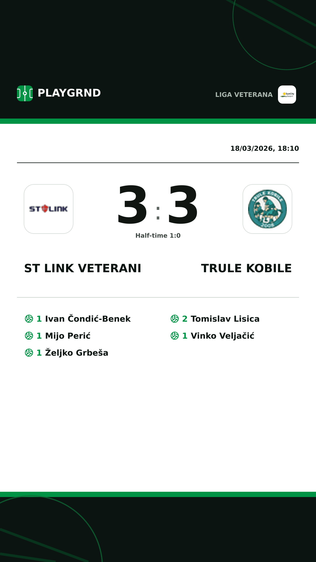 Instagram artwork: ST Link Veterani 3:3 Trule Kobile