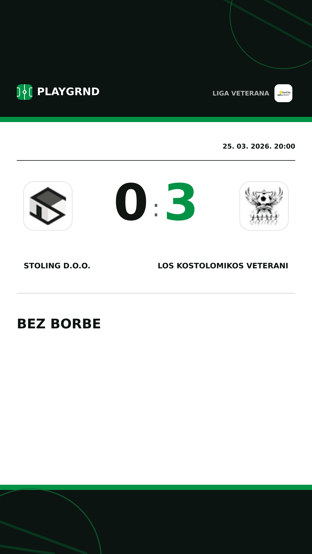 Instagram slika: Stoling D.O.O. 0:3 Los Kostolomikos Veterani