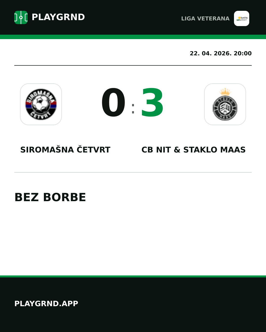 Instagram slika: Siromašna Četvrt 0:3 CB Nit & Staklo Maas