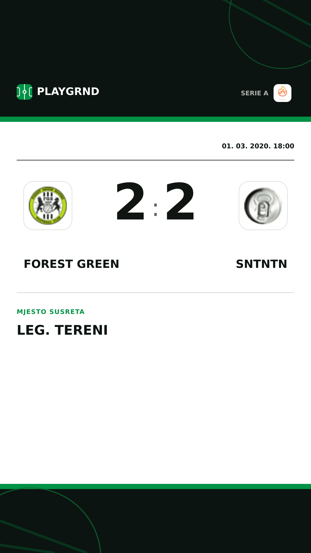 Instagram slika: Forest Green 2:2 Sntntn