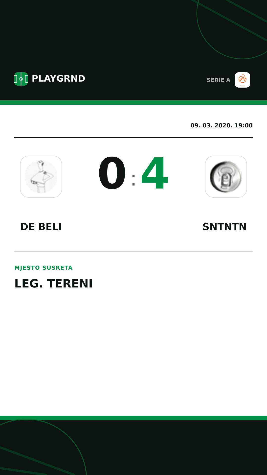 Instagram slika: DE Beli 0:4 Sntntn