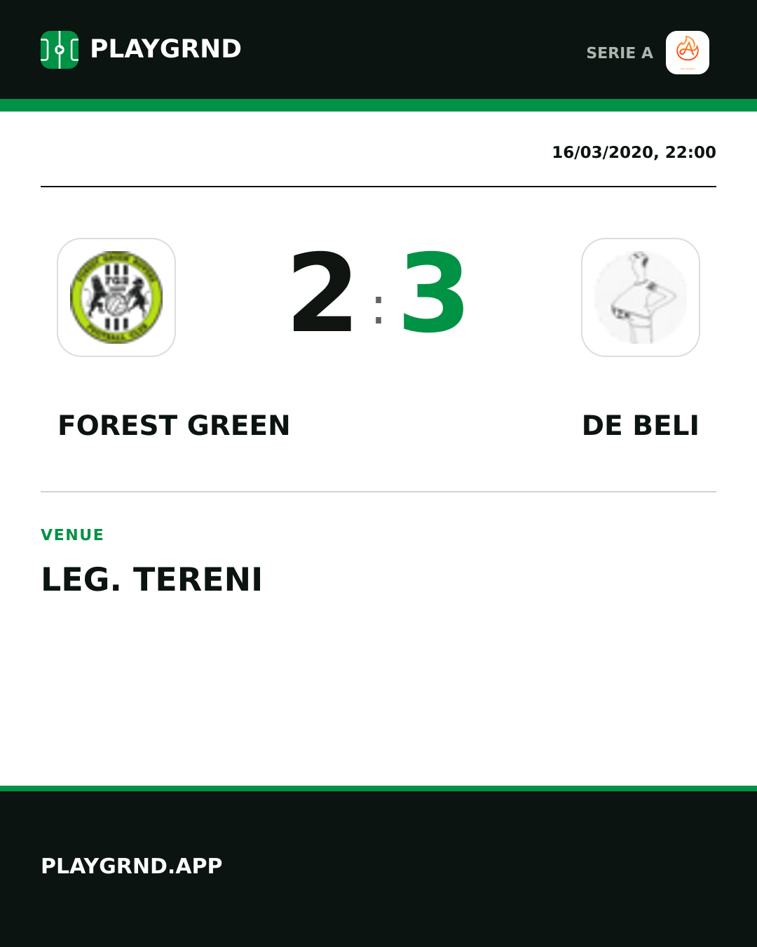 Instagram artwork: Forest Green 2:3 DE Beli