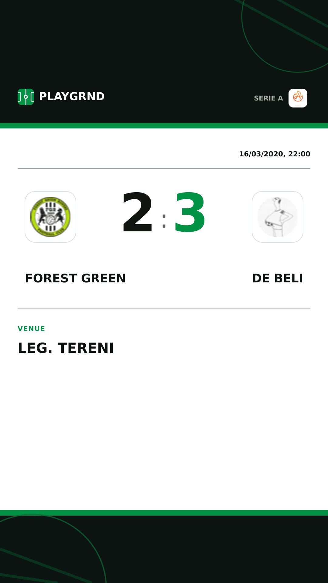 Instagram artwork: Forest Green 2:3 DE Beli