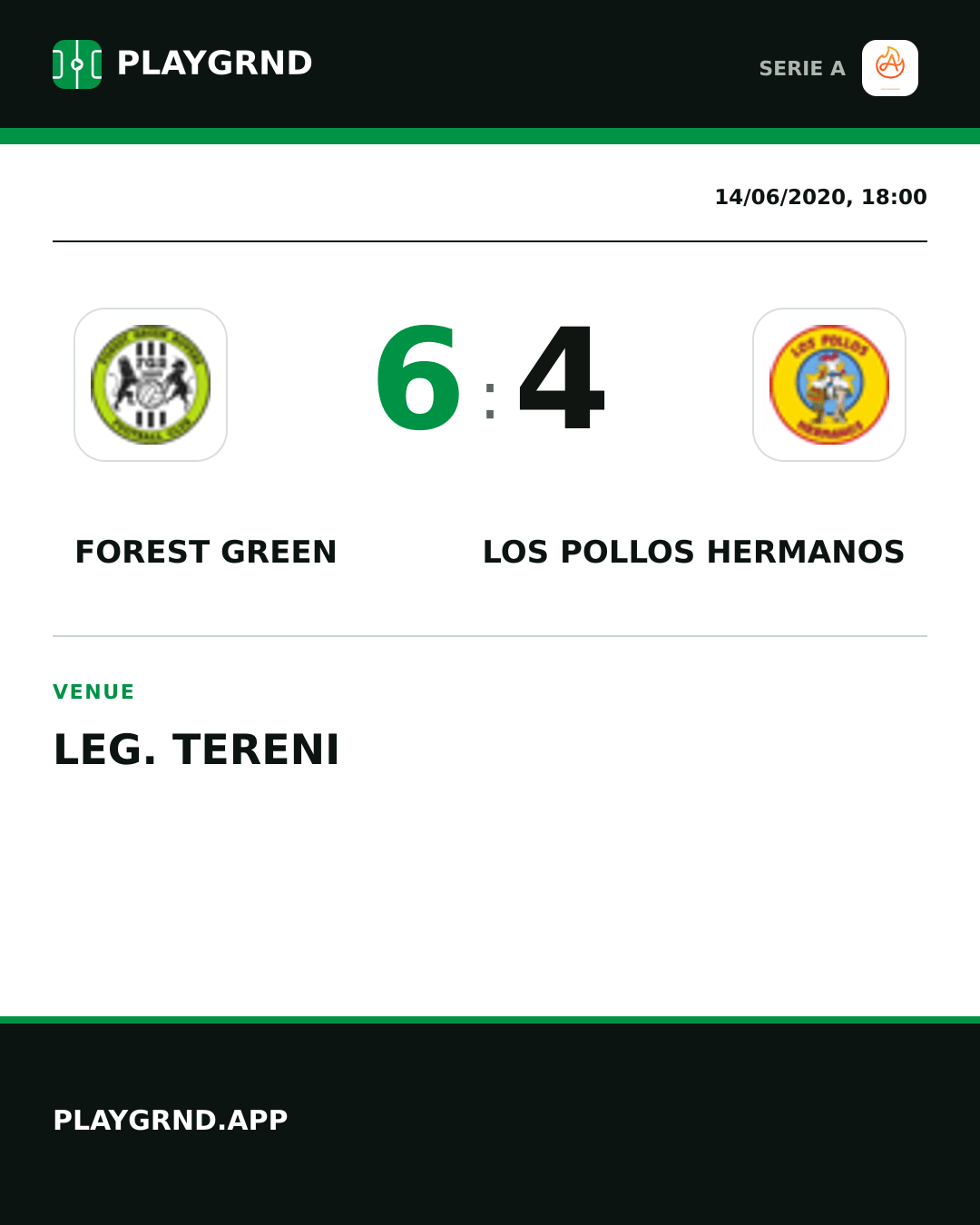 Instagram artwork: Forest Green 6:4 Los Pollos Hermanos