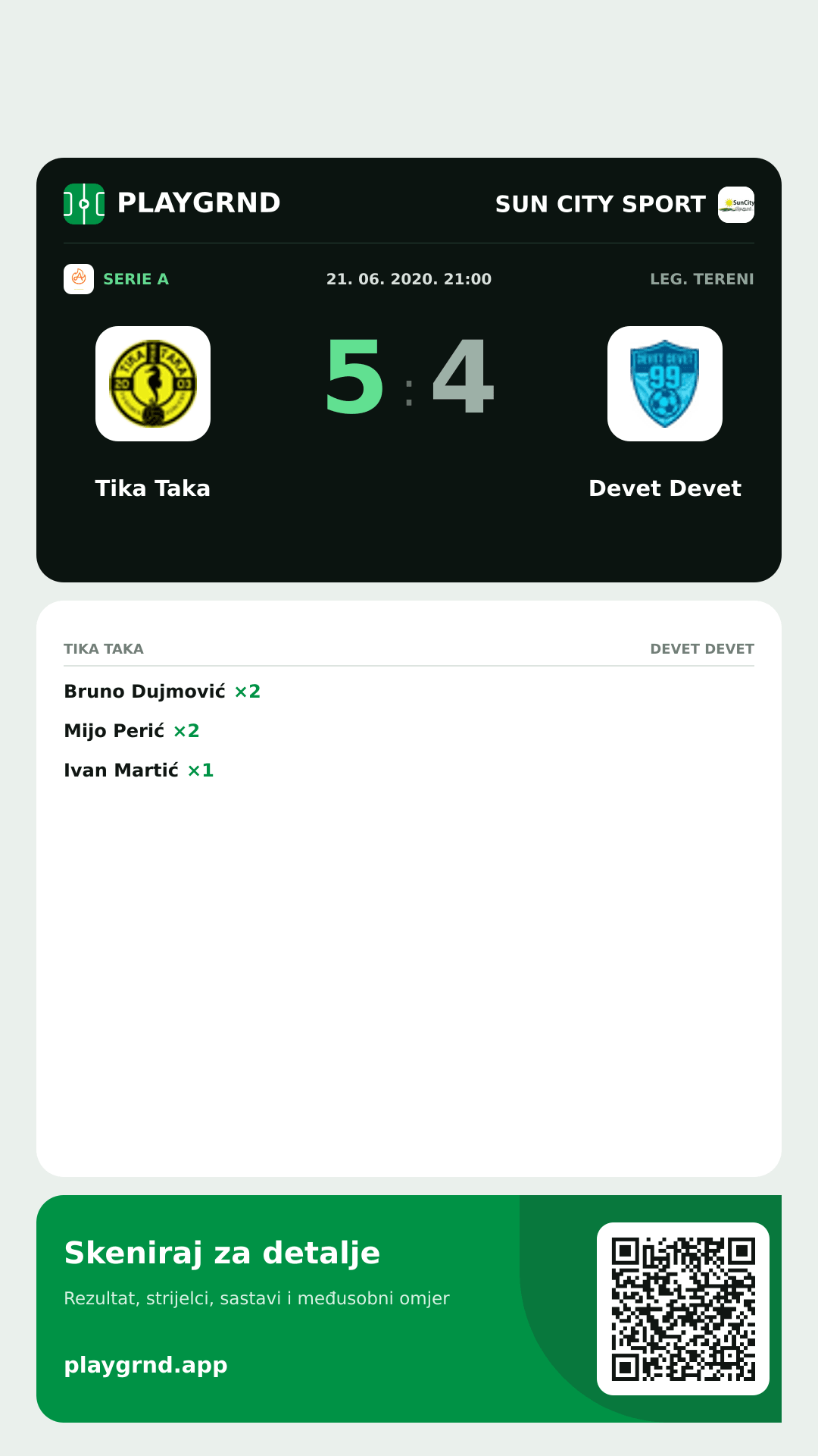 Story slika: Tika Taka 5:4 Devet Devet