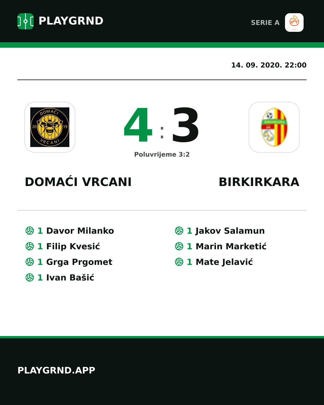 Instagram slika: Domaći Vrcani 4:3 Birkirkara