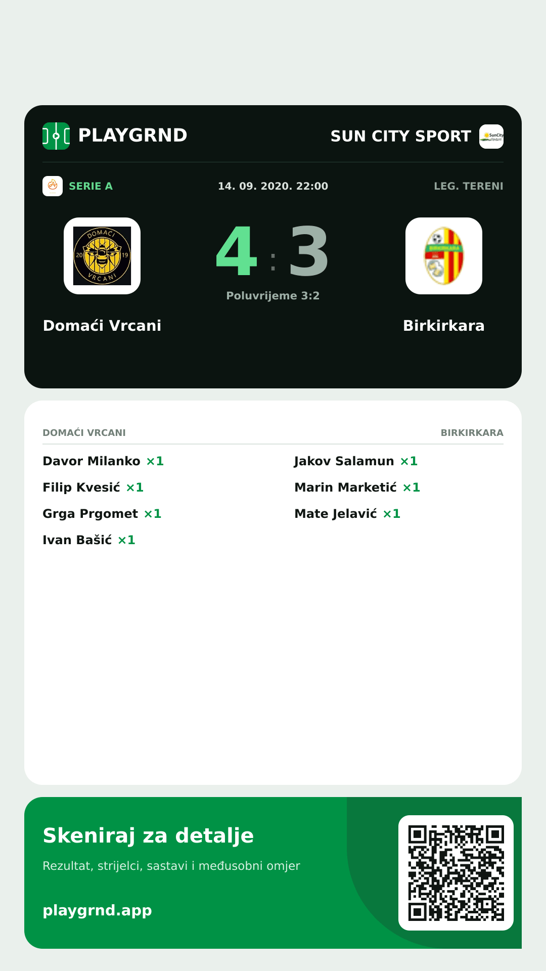 Story slika: Domaći Vrcani 4:3 Birkirkara