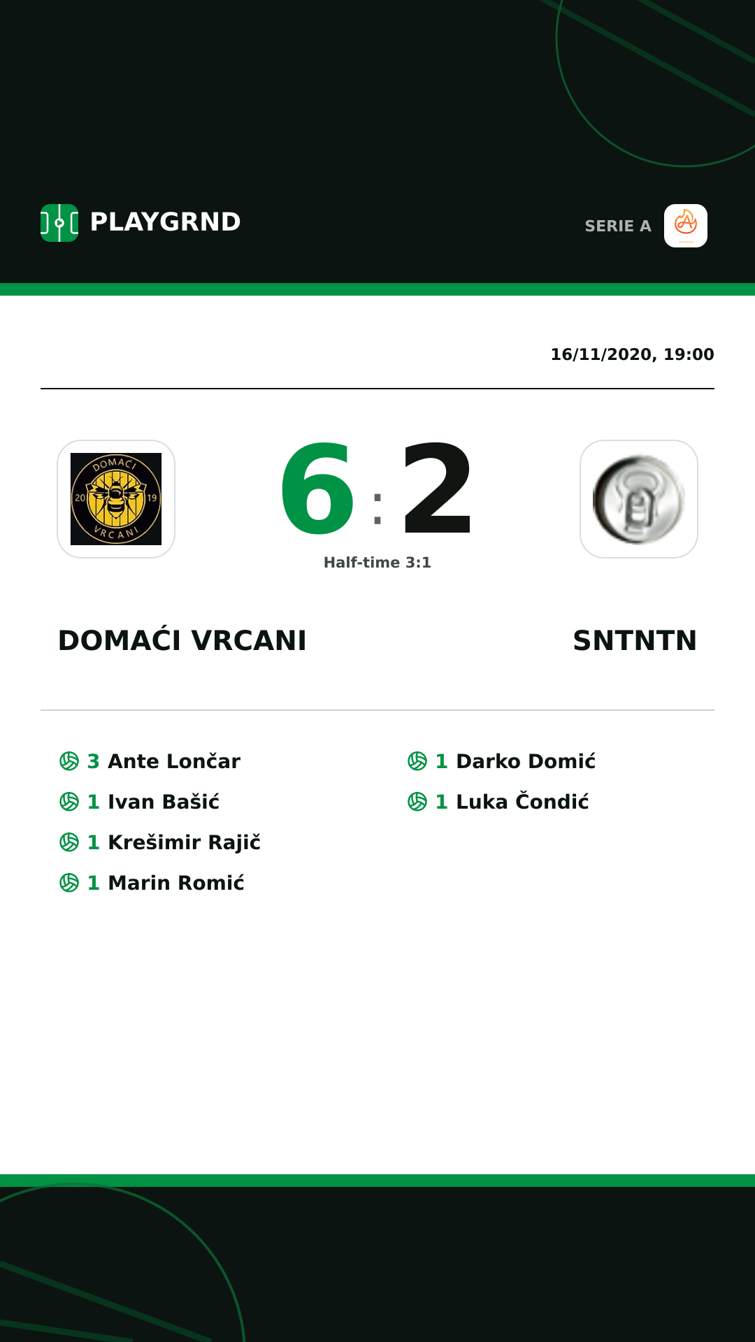 Instagram artwork: Domaći Vrcani 6:2 Sntntn